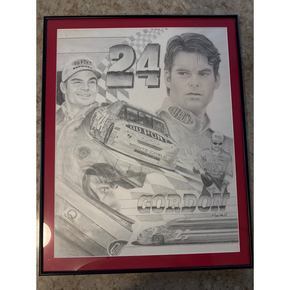Jeff Gordon NASCAR #24 DuPont Framed Limited Edition Print 165/2400 22x18‎ Art